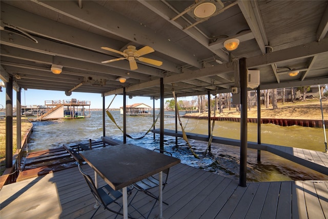 dock area featuring a water view