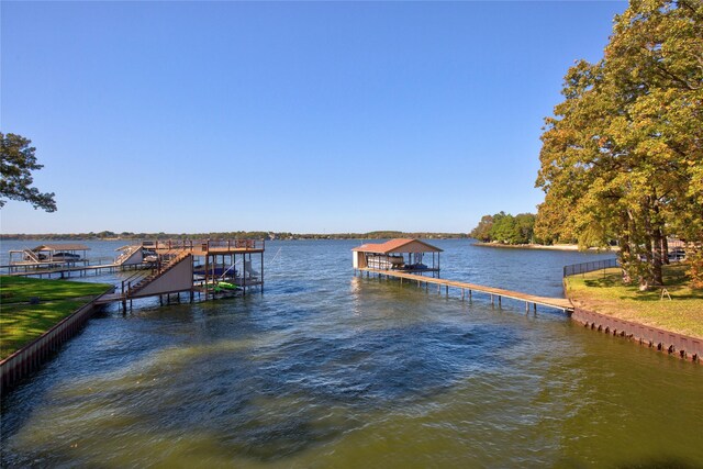 4880 Beach View Dr, Malakoff, TX 75148 - view of dock with boat lift and a water view