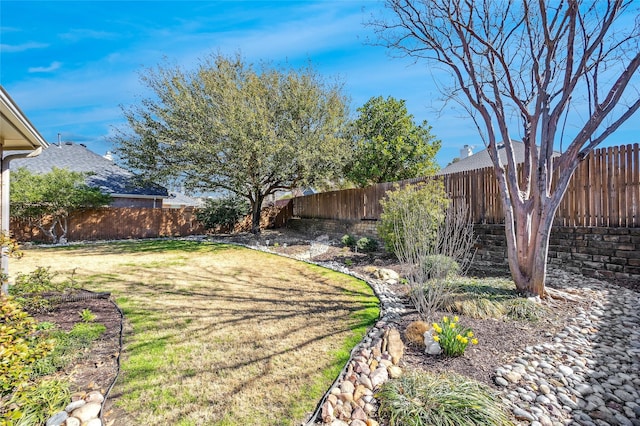 view of yard featuring a fenced backyard