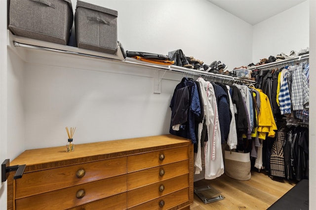 walk in closet featuring light wood-type flooring