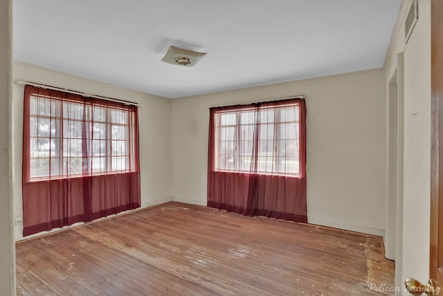 empty room featuring a wealth of natural light and wood-type flooring