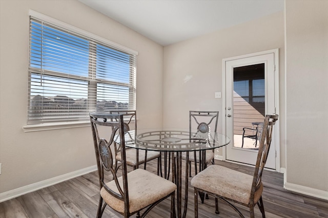 dining room featuring baseboards and wood finished floors