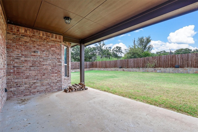 view of patio featuring a fenced backyard