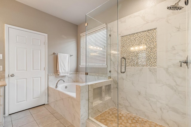 1513 Hidden Cove Ct, Allen, TX 75002 - bathroom with a shower stall, a garden tub, and tile patterned flooring