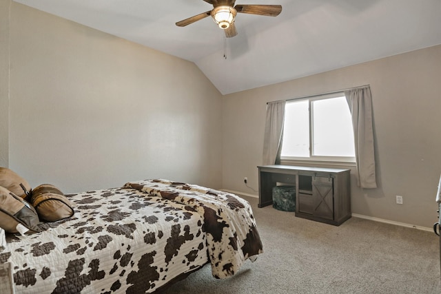 1513 Hidden Cove Ct, Allen, TX 75002 - carpeted bedroom with lofted ceiling, baseboards, and ceiling fan