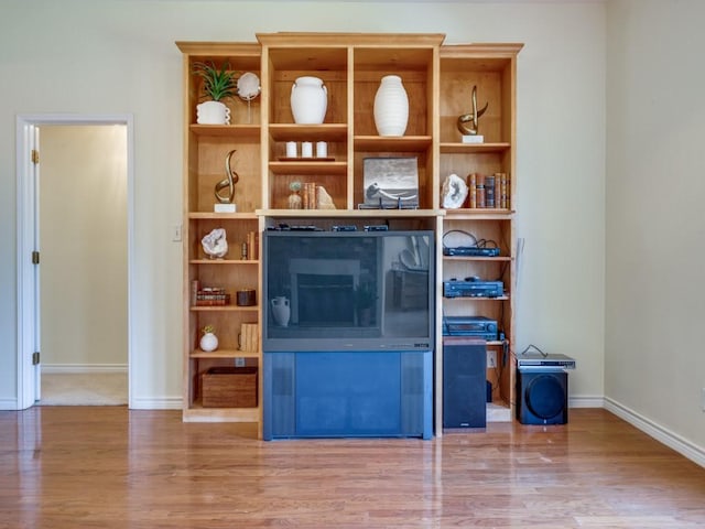 interior details featuring wood finished floors and baseboards