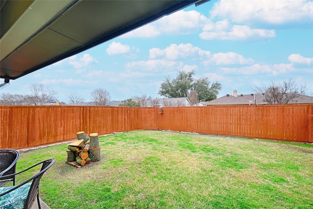 view of yard featuring a fenced backyard