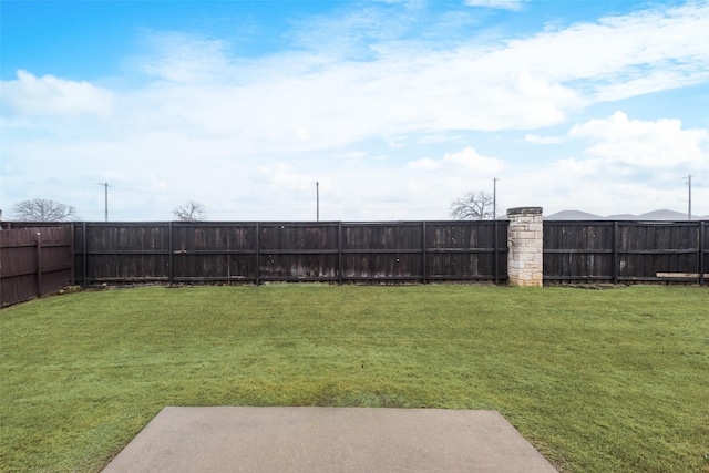 view of yard featuring a fenced backyard