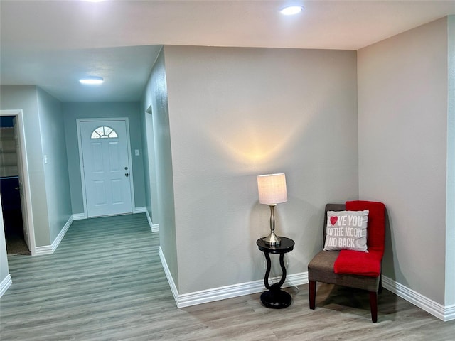 entrance foyer featuring baseboards and wood finished floors