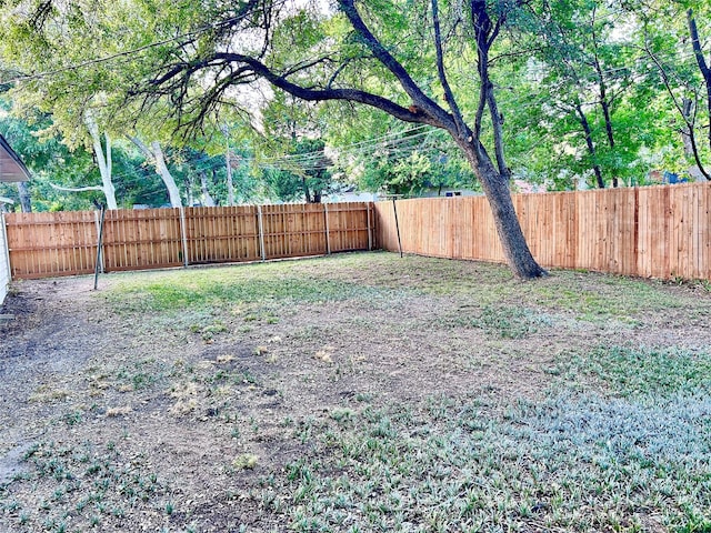 view of yard with a fenced backyard