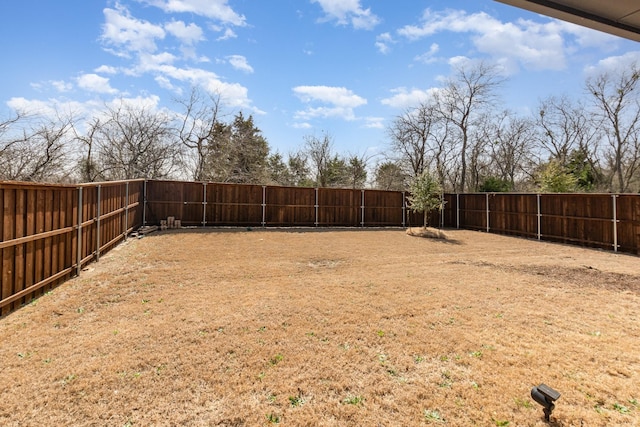 view of yard featuring a fenced backyard