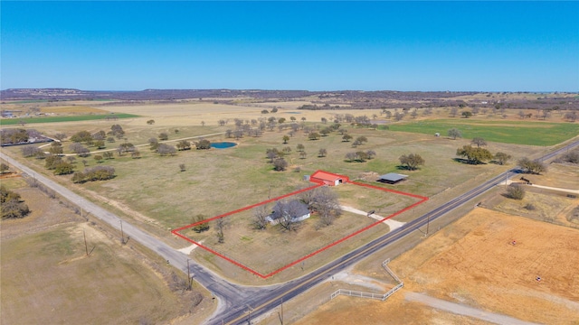 aerial view with a rural view