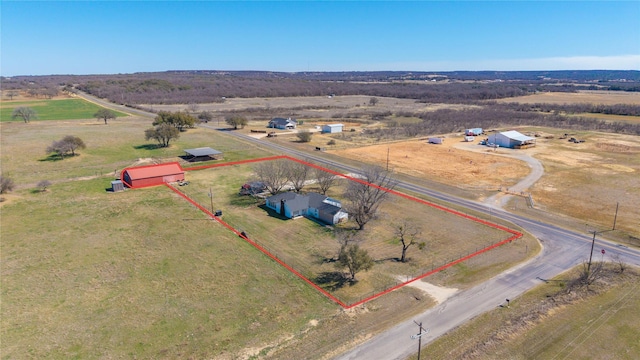 bird's eye view featuring a rural view