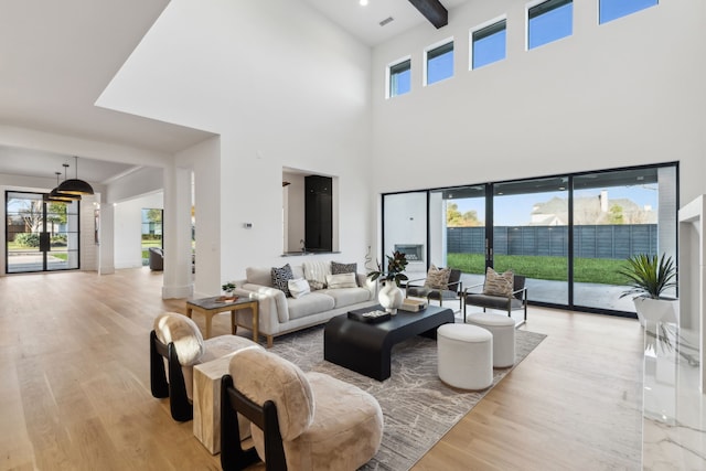 living room featuring light wood finished floors