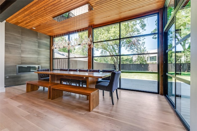 sunroom featuring wooden ceiling and a healthy amount of sunlight