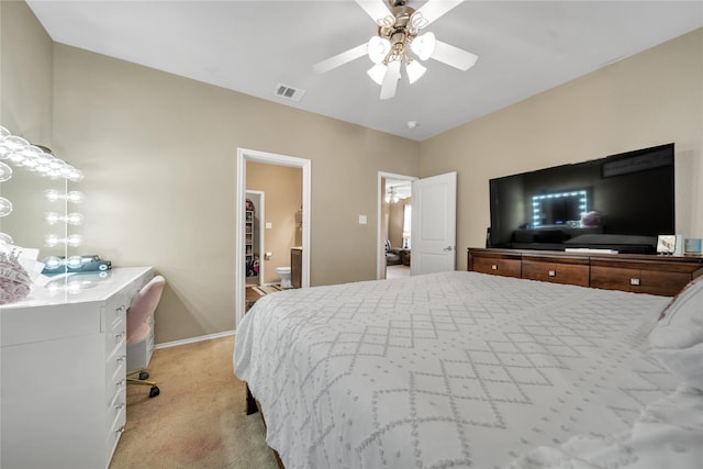 4011 Ridgetop Dr, Heartland, TX 75126 - bedroom featuring a ceiling fan, baseboards, visible vents, and light carpet