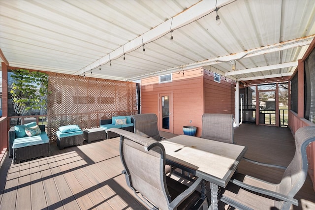 2092 Pelican Isle Dr, Kerens, TX 75144 - wooden deck with an outdoor hangout area
