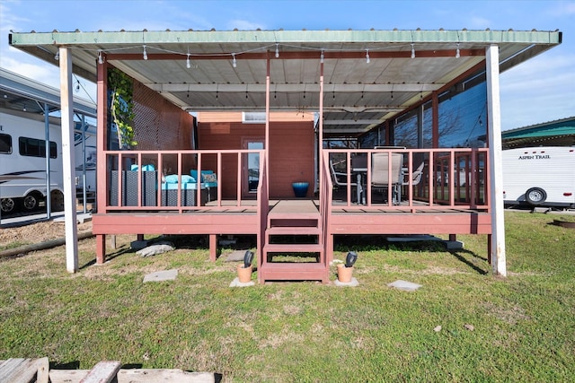 2092 Pelican Isle Dr, Kerens, TX 75144 - back of house featuring a lawn and a wooden deck