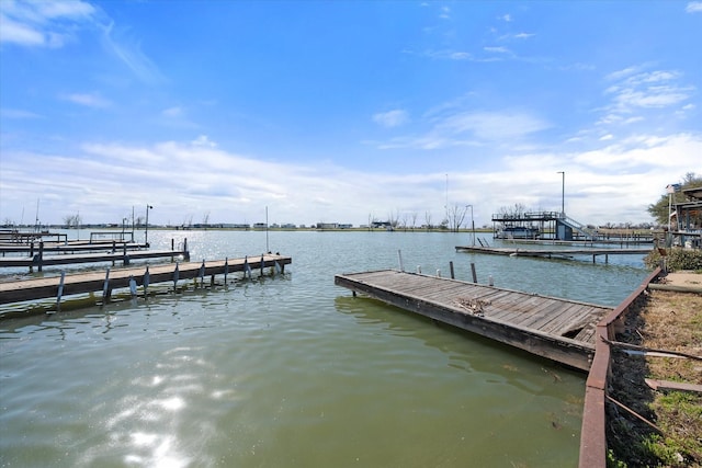 dock area featuring a water view