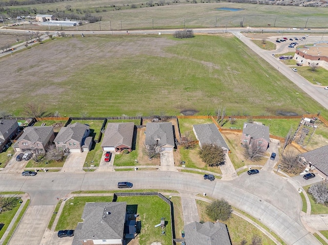 bird's eye view with a rural view and a residential view