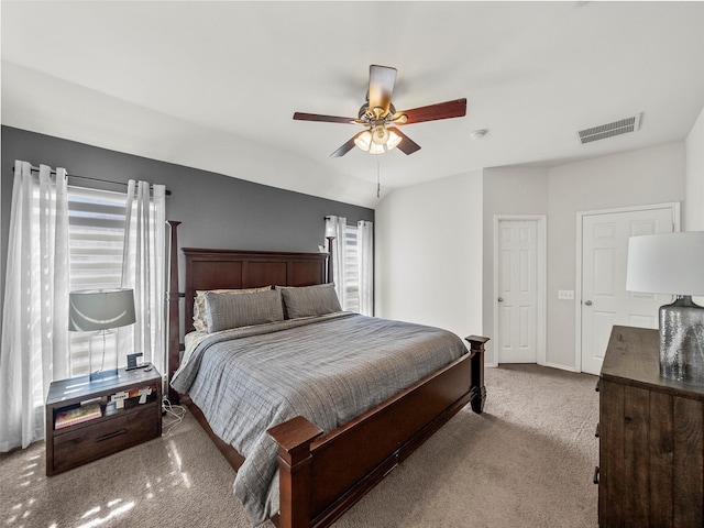 bedroom featuring carpet flooring, a ceiling fan, and baseboards