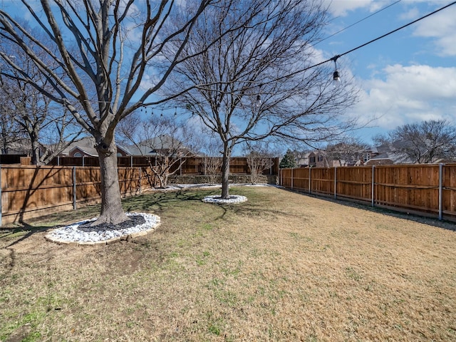 view of yard featuring a fenced backyard