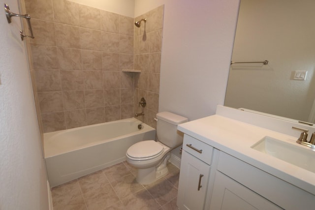 bathroom with vanity, toilet, bathtub / shower combination, and tile patterned flooring