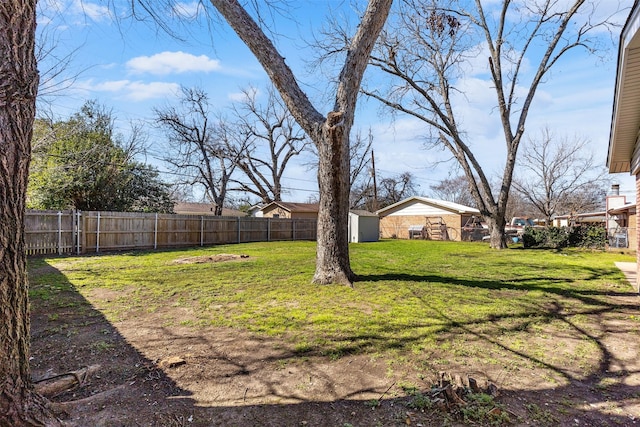 view of yard featuring a fenced backyard