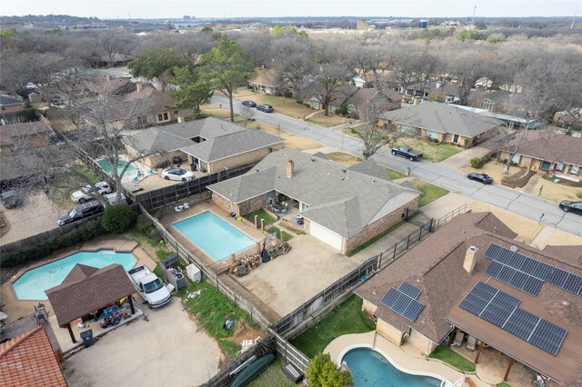 drone / aerial view with a residential view