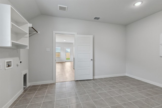 washroom featuring visible vents, hookup for a gas dryer, washer hookup, and laundry area