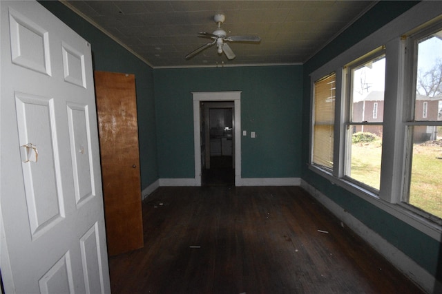 interior space featuring ceiling fan