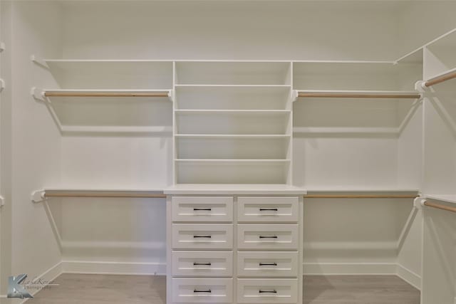 walk in closet featuring light wood-type flooring