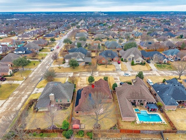 drone / aerial view with a residential view