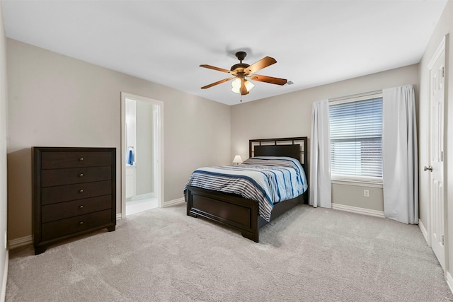 bedroom featuring carpet flooring, ceiling fan, and baseboards