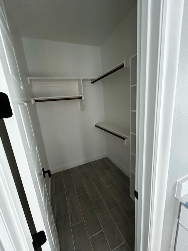 spacious closet featuring wood tiled floor