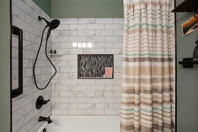 full bathroom featuring shower / bathtub combination with curtain