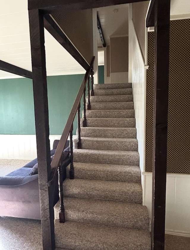 stairway with carpet floors