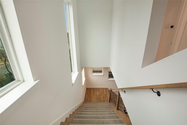 staircase with wood finished floors