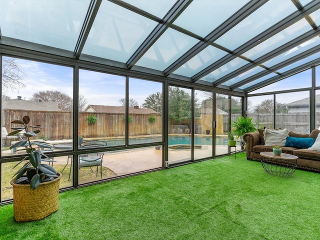 sunroom / solarium with lofted ceiling