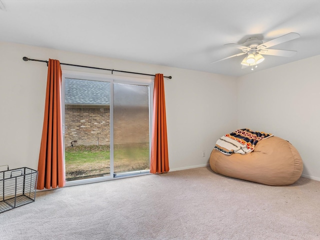 3320 Canyon Valley Trl, Plano, TX 75023 - sitting room with a ceiling fan, baseboards, and carpet floors