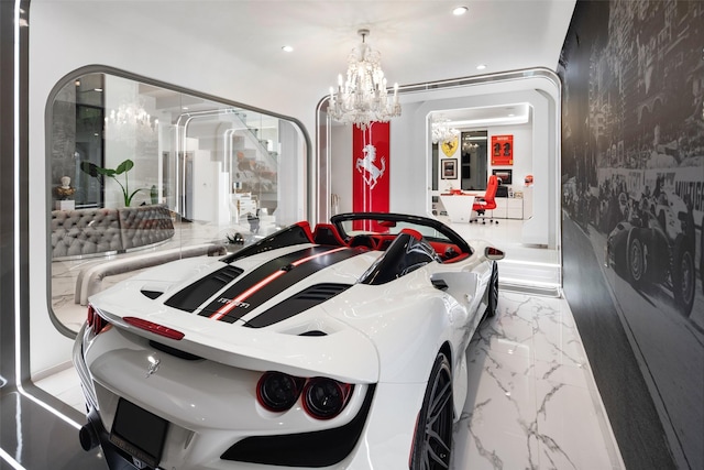 garage featuring recessed lighting