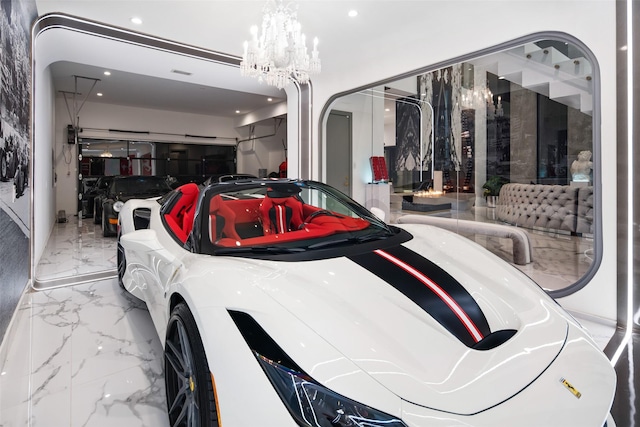 garage featuring recessed lighting