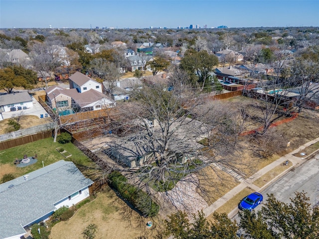 aerial view with a residential view