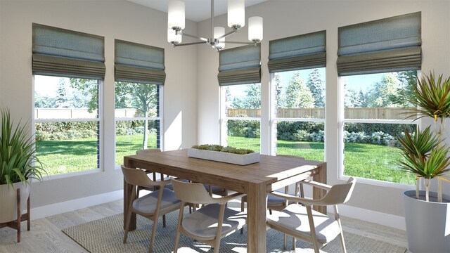 interior space with a chandelier and plenty of natural light