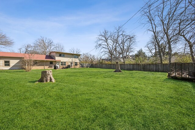 view of yard featuring a fenced backyard