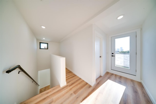 interior space with plenty of natural light, recessed lighting, and light wood-type flooring