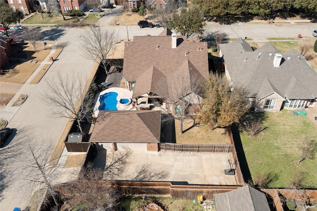 drone / aerial view with a residential view