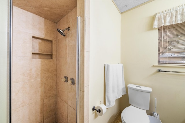 bathroom featuring toilet and a stall shower