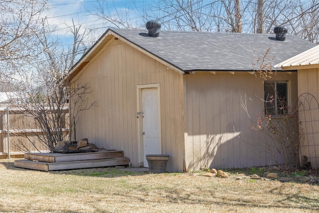 view of outdoor structure with fence