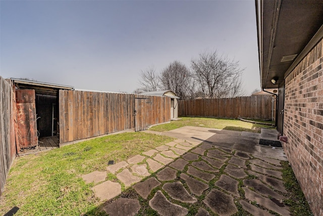 view of yard with a patio and a fenced backyard